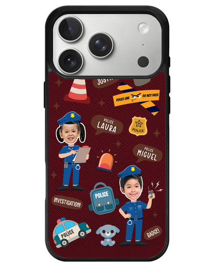 iPhone Leather Grip - Face Grid Dream Police