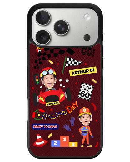 iPhone Leather Grip - Face Grid Dream Racer