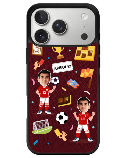 iPhone Leather Grip - Face Grid Dream Soccer