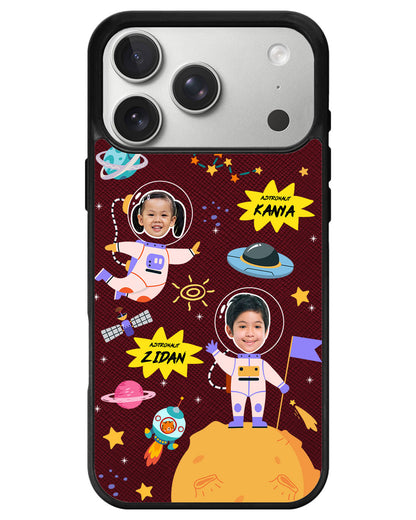 iPhone Leather Grip - Face Grid Dream Astronaut