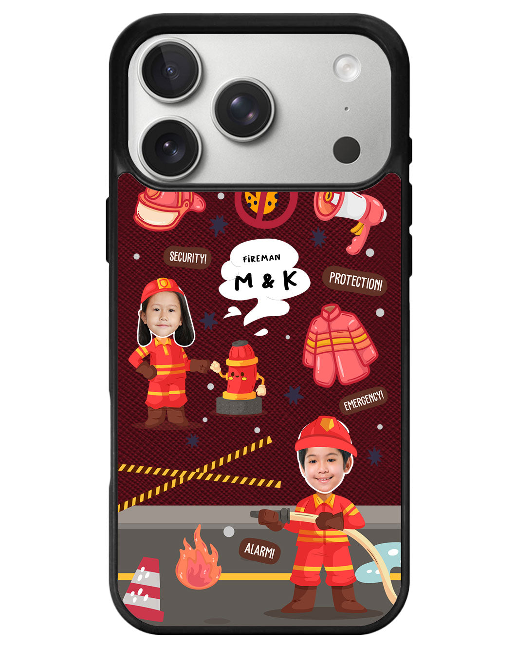 iPhone Leather Grip - Face Grid Dream Firefighter