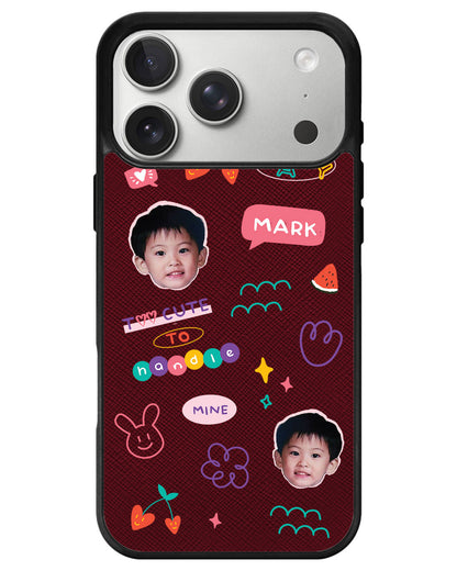 iPhone Leather Grip - Face Grid