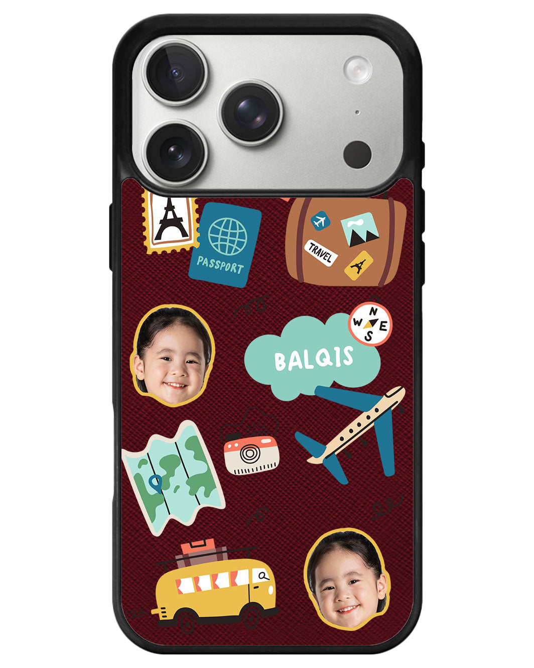 iPhone Leather Grip - Face Grid Travel
