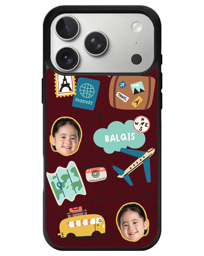 iPhone Leather Grip - Face Grid Travel