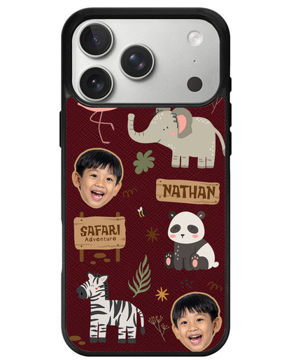 iPhone Leather Grip - Face Grid Safari 2.0