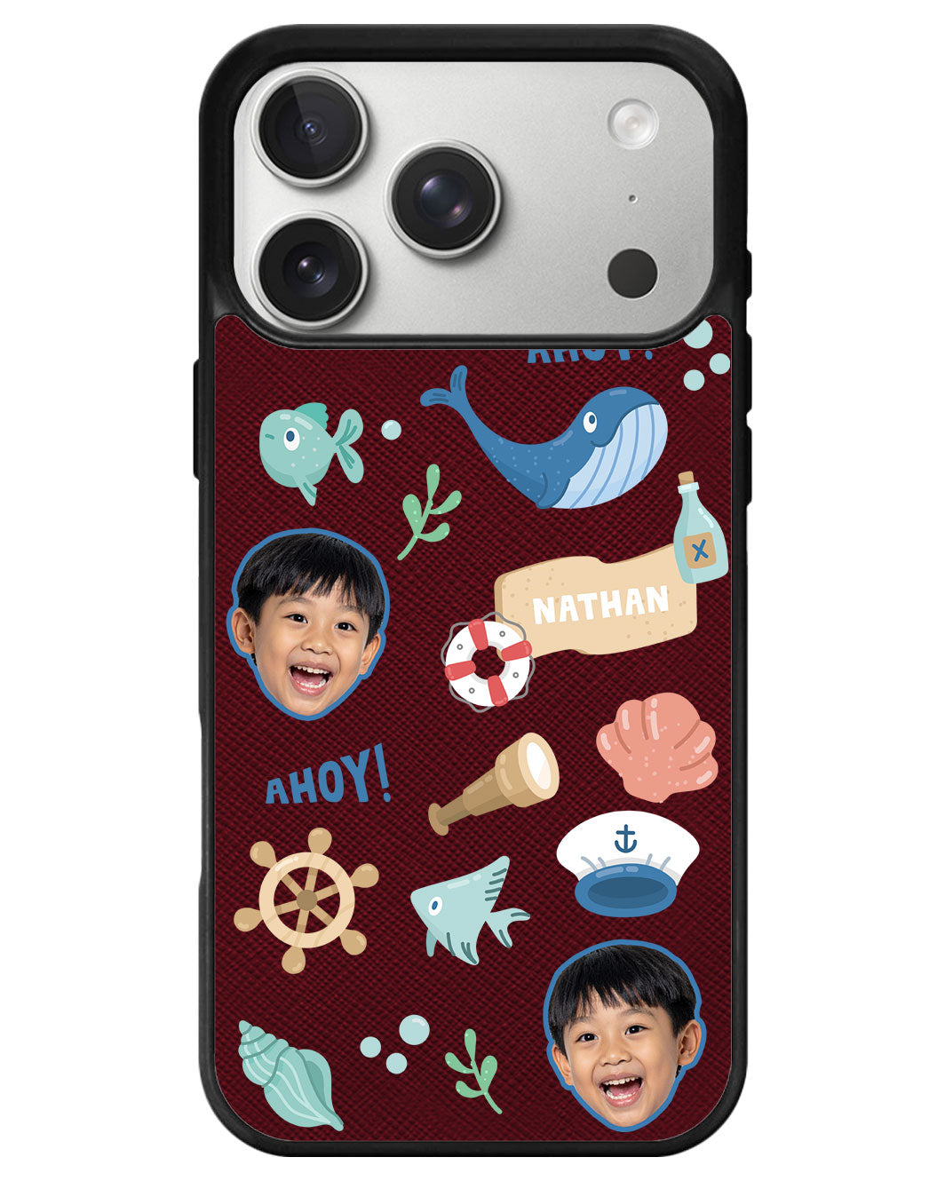 iPhone Leather Grip - Face Grid Sailor