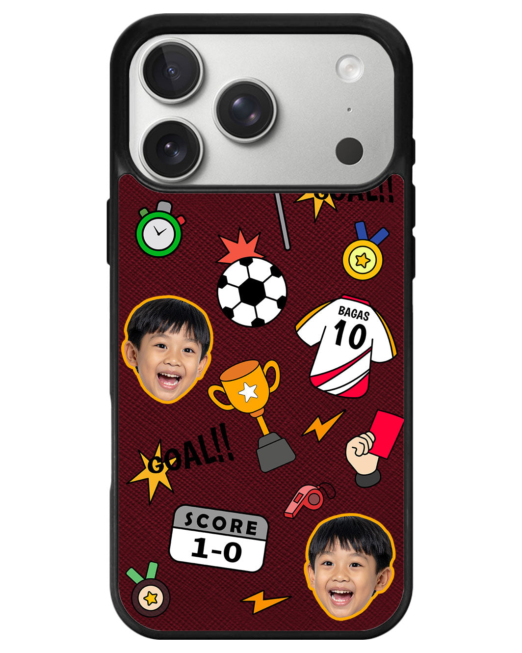 iPhone Leather Grip - Face Grid Soccer