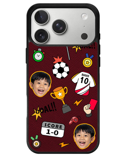 iPhone Leather Grip - Face Grid Soccer