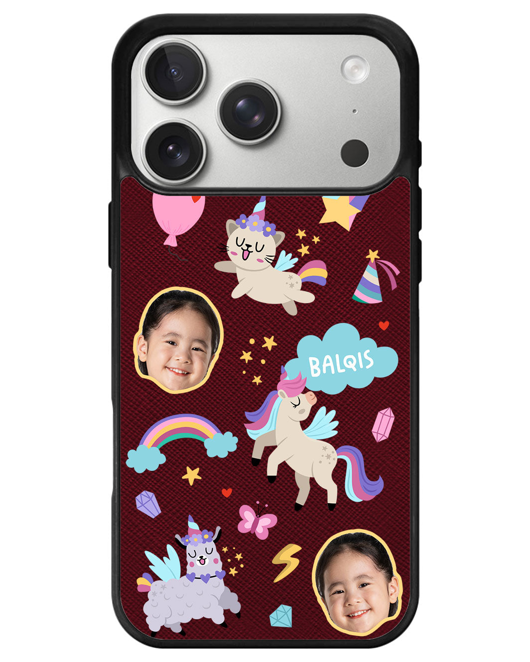 iPhone Leather Grip - Face Grid Unicorn