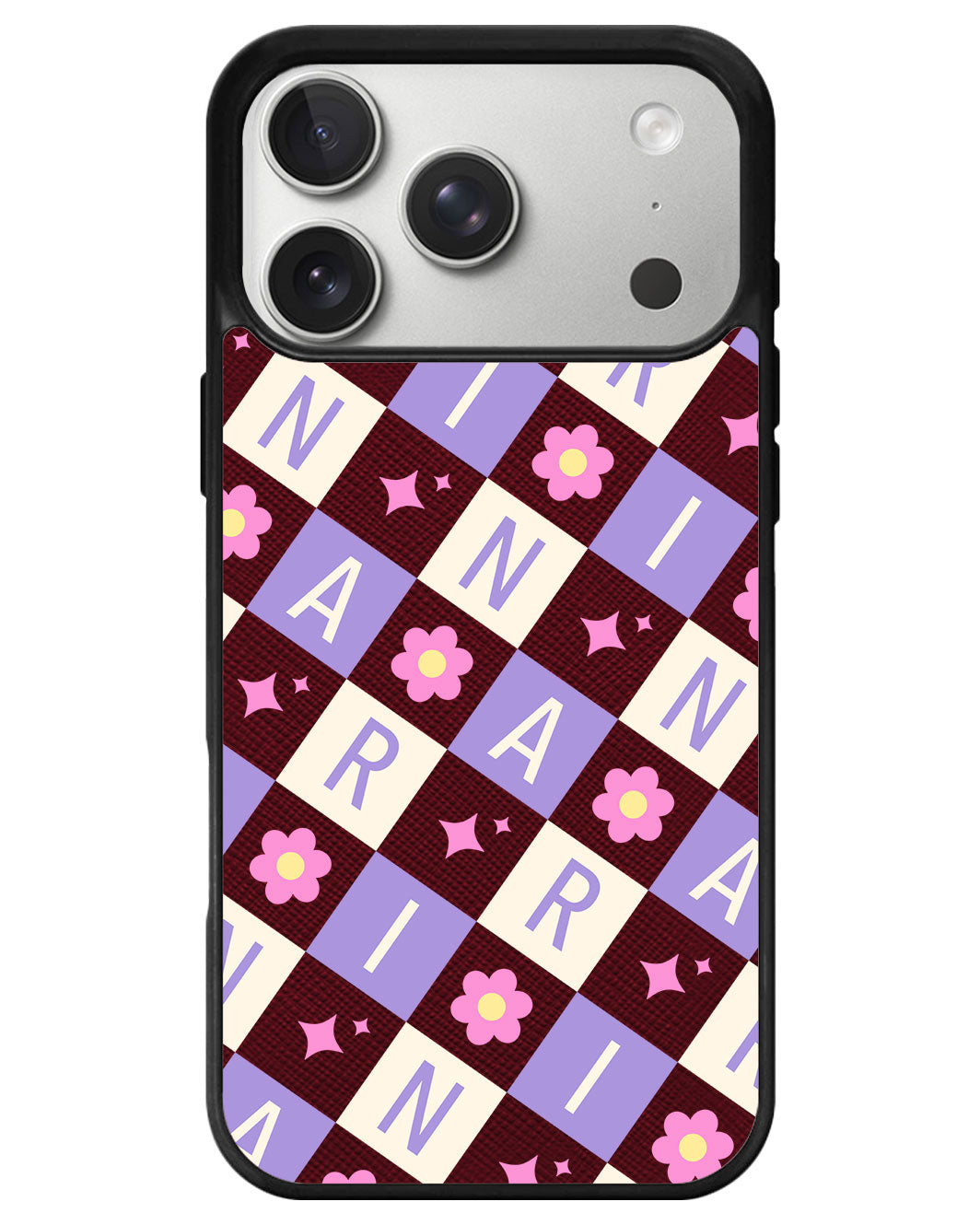 iPhone Leather Grip - Flower Grid Monogram 3.0