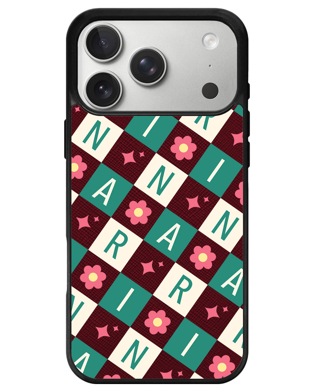 iPhone Leather Grip - Flower Grid Monogram 4.0