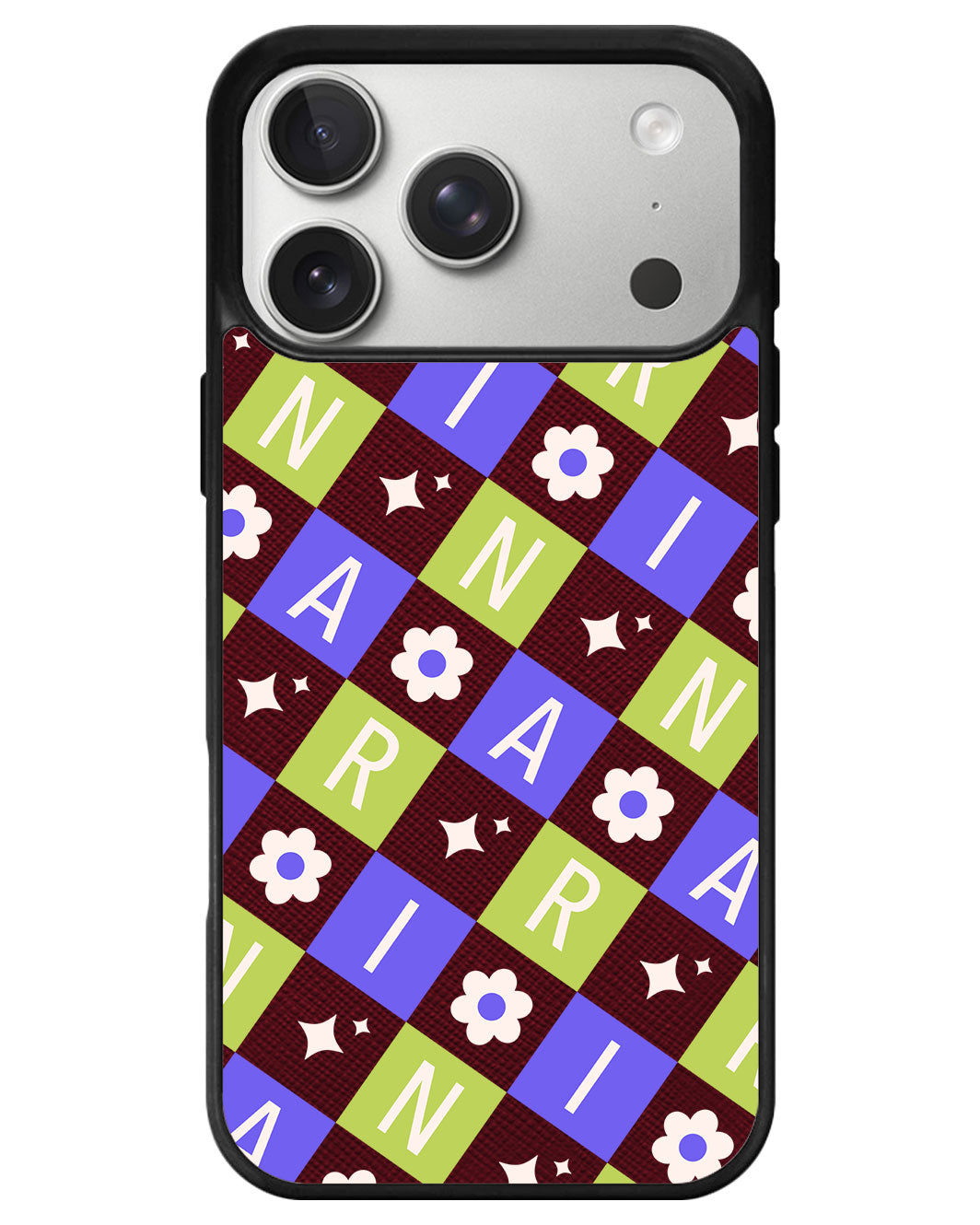 iPhone Leather Grip - Flower Grid Monogram 5.0