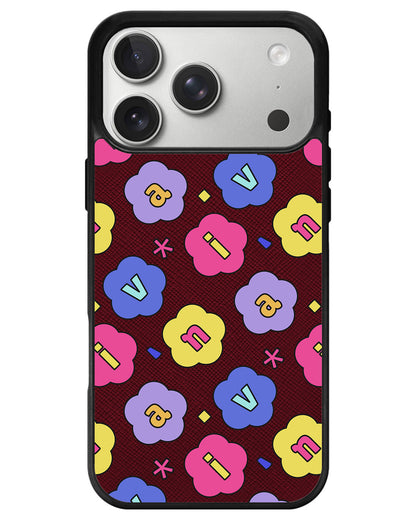iPhone Leather Grip - Flower Petals Monogram 2.0