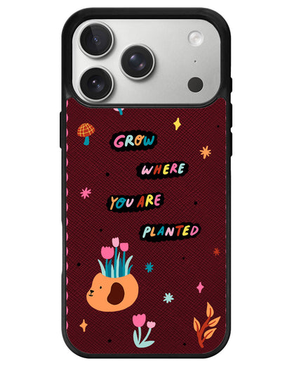 iPhone Leather Grip - Grow Where You Are Planted