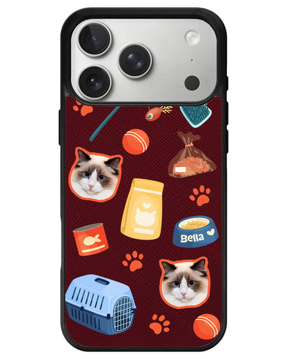 iPhone Leather Grip - Pet Grid Kitty Adventures