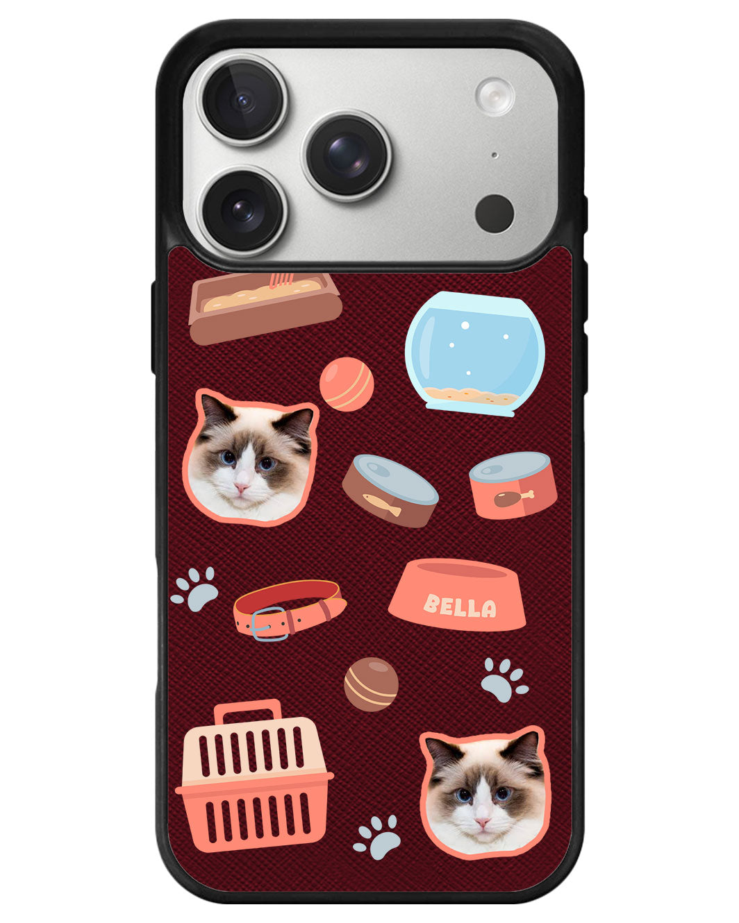 iPhone Leather Grip - Pet Grid Kitty Cozy Corner