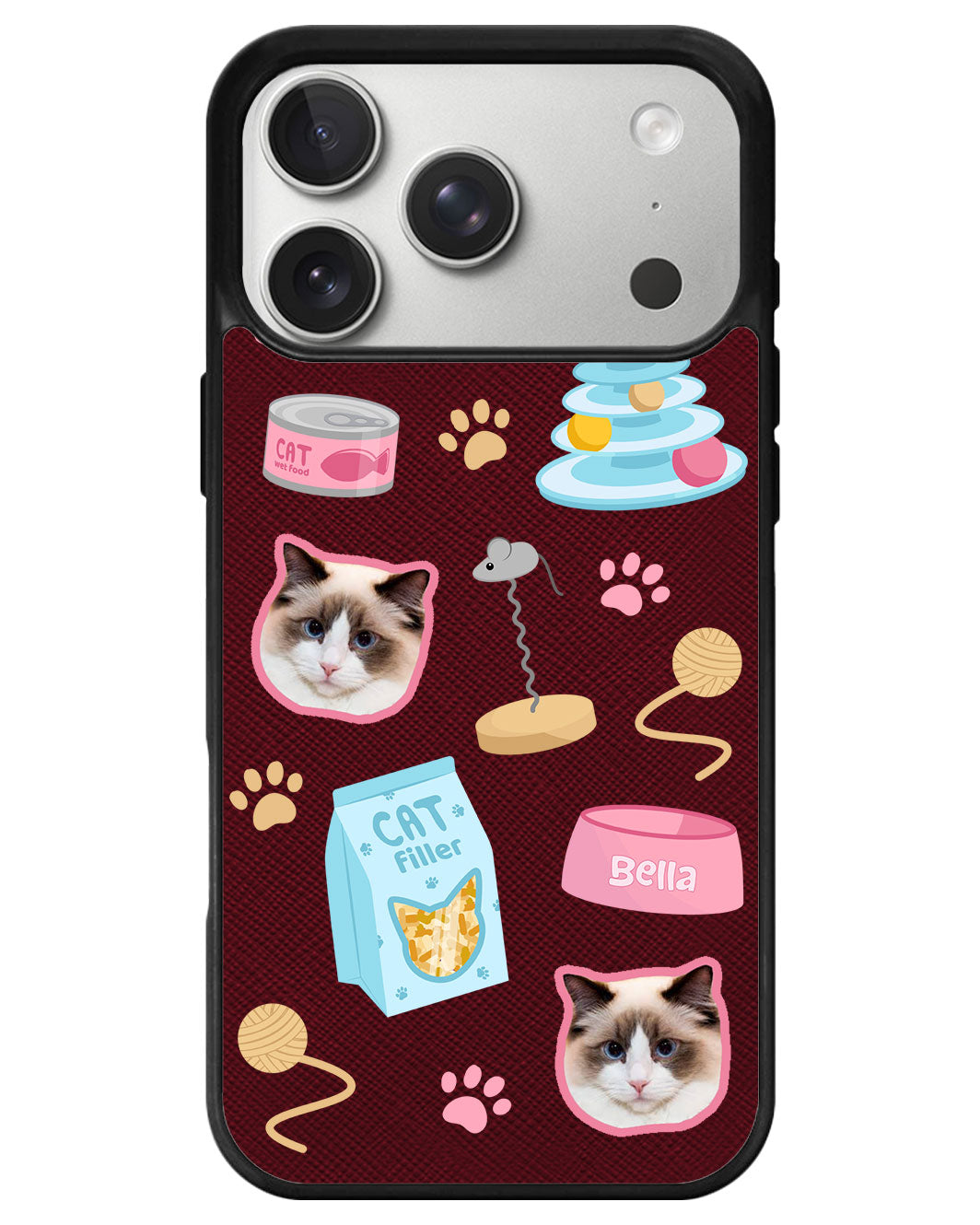 iPhone Leather Grip - Pet Grid Kitty Playtime