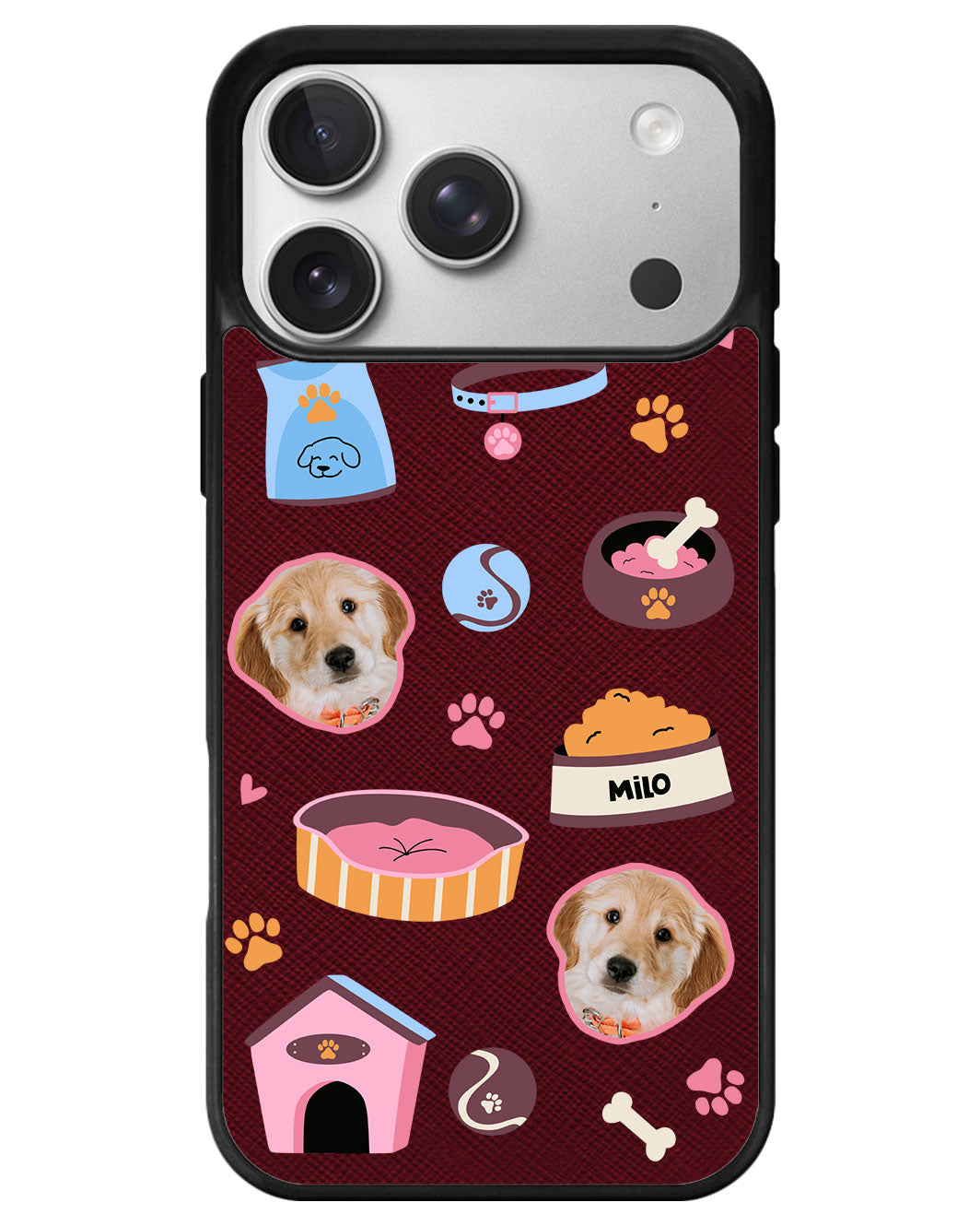 iPhone Leather Grip - Pet Grid Puppy Cozy Day