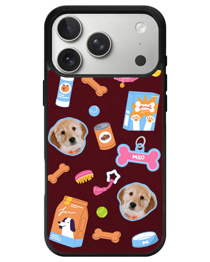 iPhone Leather Grip - Pet Grid Puppy Sweet Treats