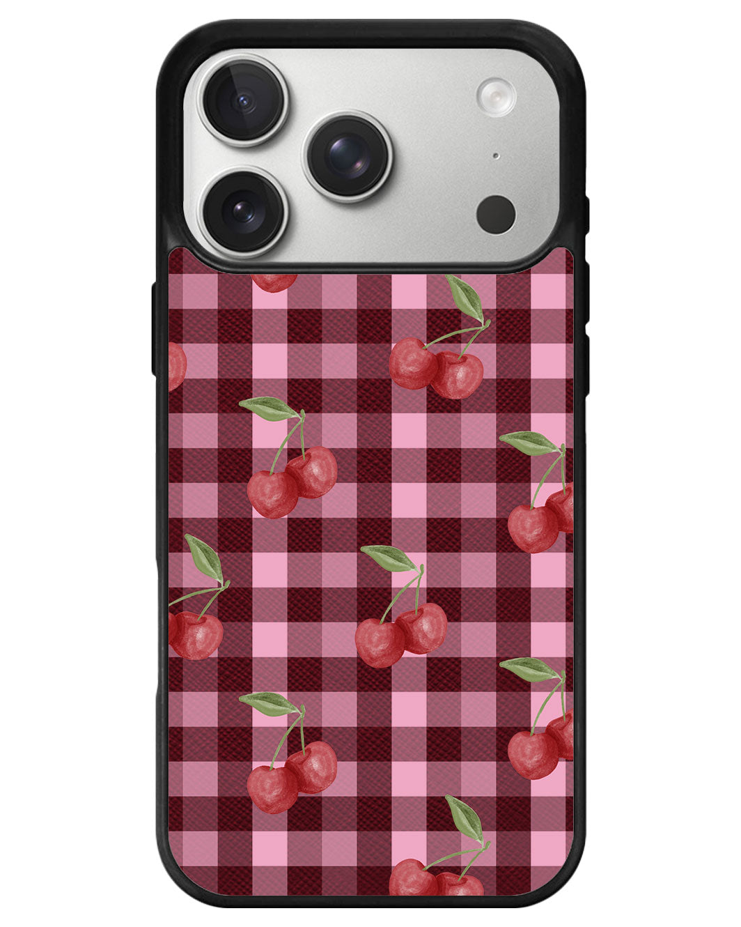 iPhone Leather Grip - Cherry Tartan