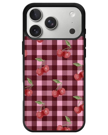 iPhone Leather Grip - Cherry Tartan