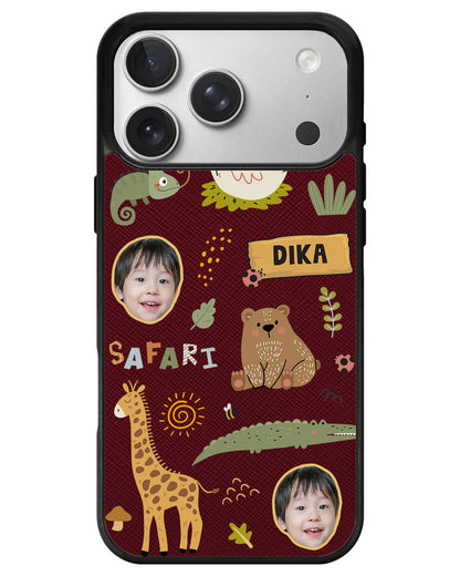 iPhone Leather Grip - Face Grid Safari