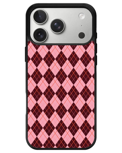 iPhone Leather Grip - Pink Argyle
