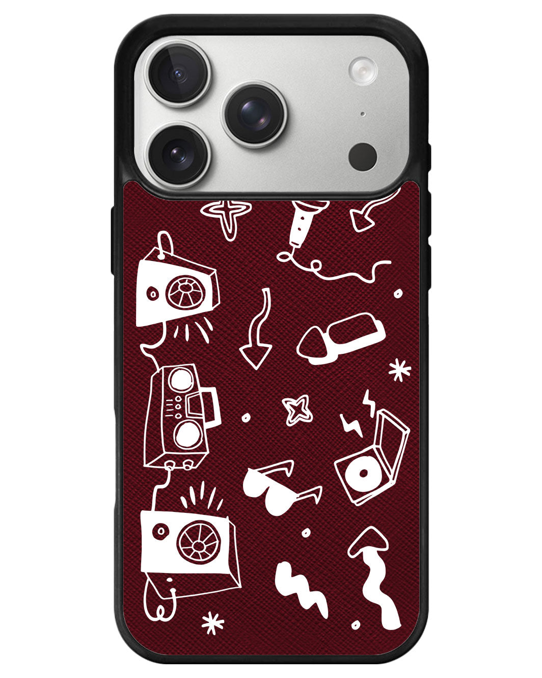 iPhone Leather Grip - Rock n Roll White