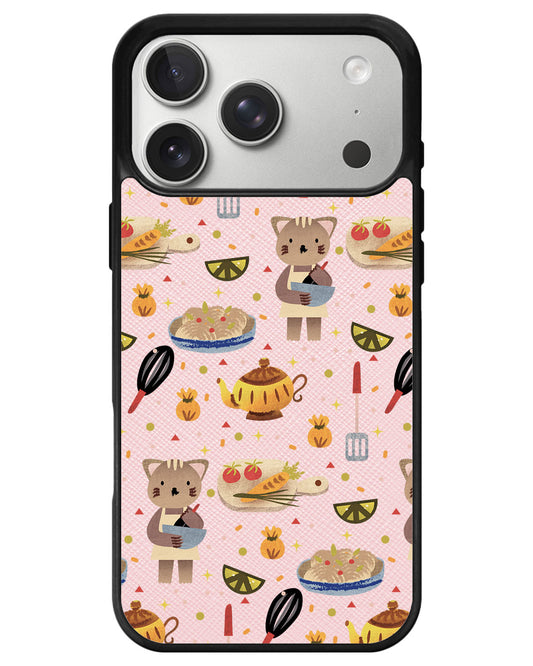 iPhone Leather Grip - Cooking Cat