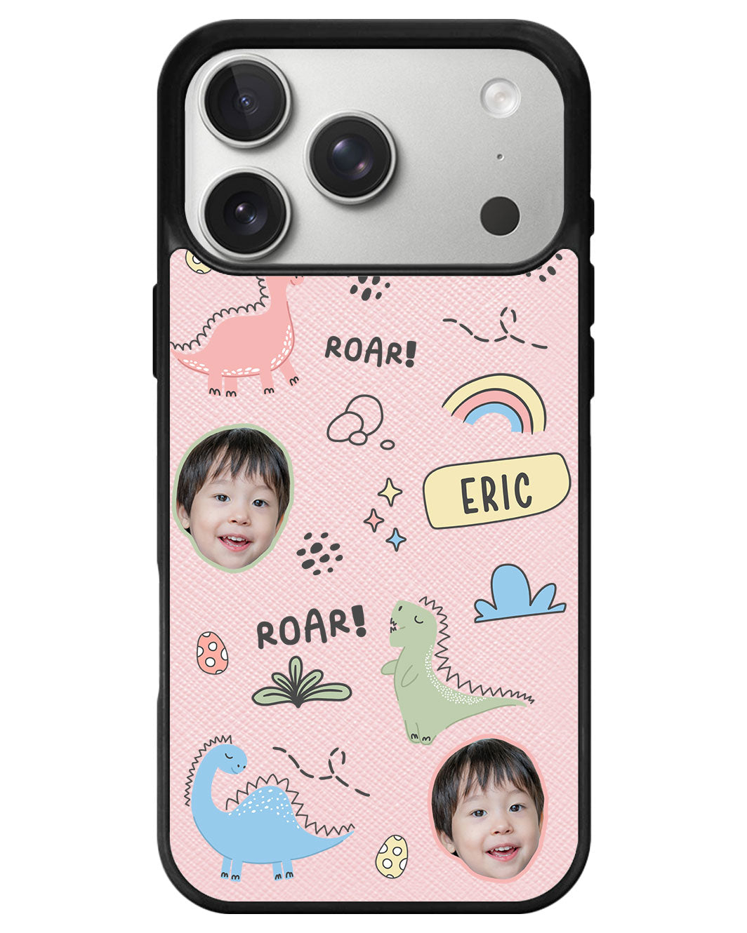 iPhone Leather Grip - Face Grid Dino