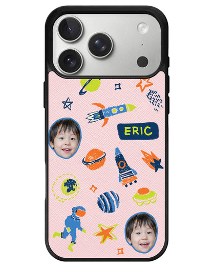 iPhone Leather Grip - Face Grid Galaxy