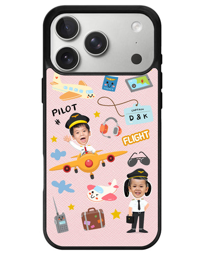 iPhone Leather Grip - Face Grid Dream Pilot