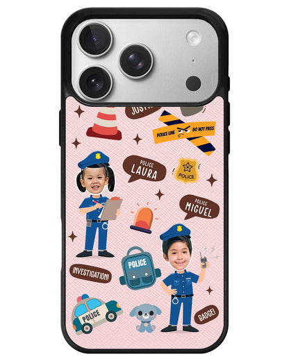 iPhone Leather Grip - Face Grid Dream Police