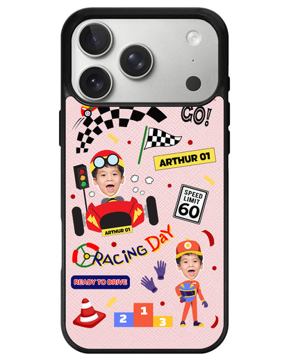 iPhone Leather Grip - Face Grid Dream Racer