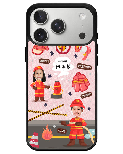 iPhone Leather Grip - Face Grid Dream Firefighter