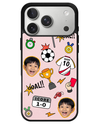 iPhone Leather Grip - Face Grid Soccer