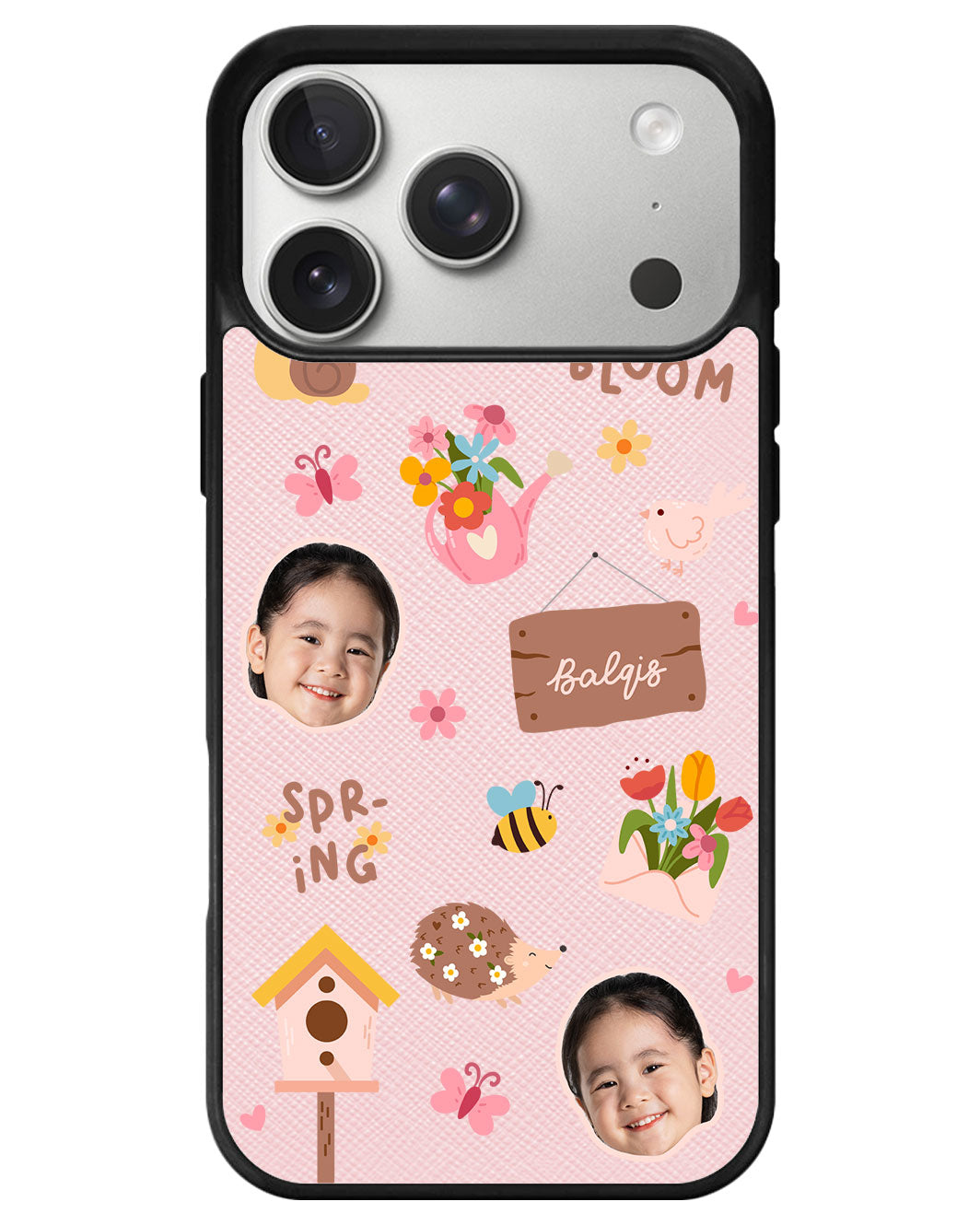 iPhone Leather Grip - Face Grid Spring Bloom