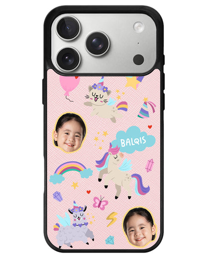 iPhone Leather Grip - Face Grid Unicorn