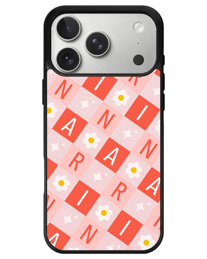 iPhone Leather Grip - Flower Grid Monogram 2.0