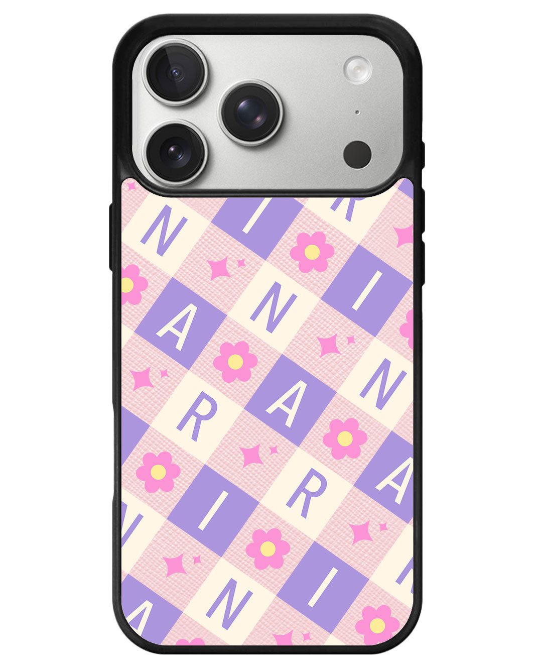 iPhone Leather Grip - Flower Grid Monogram 3.0