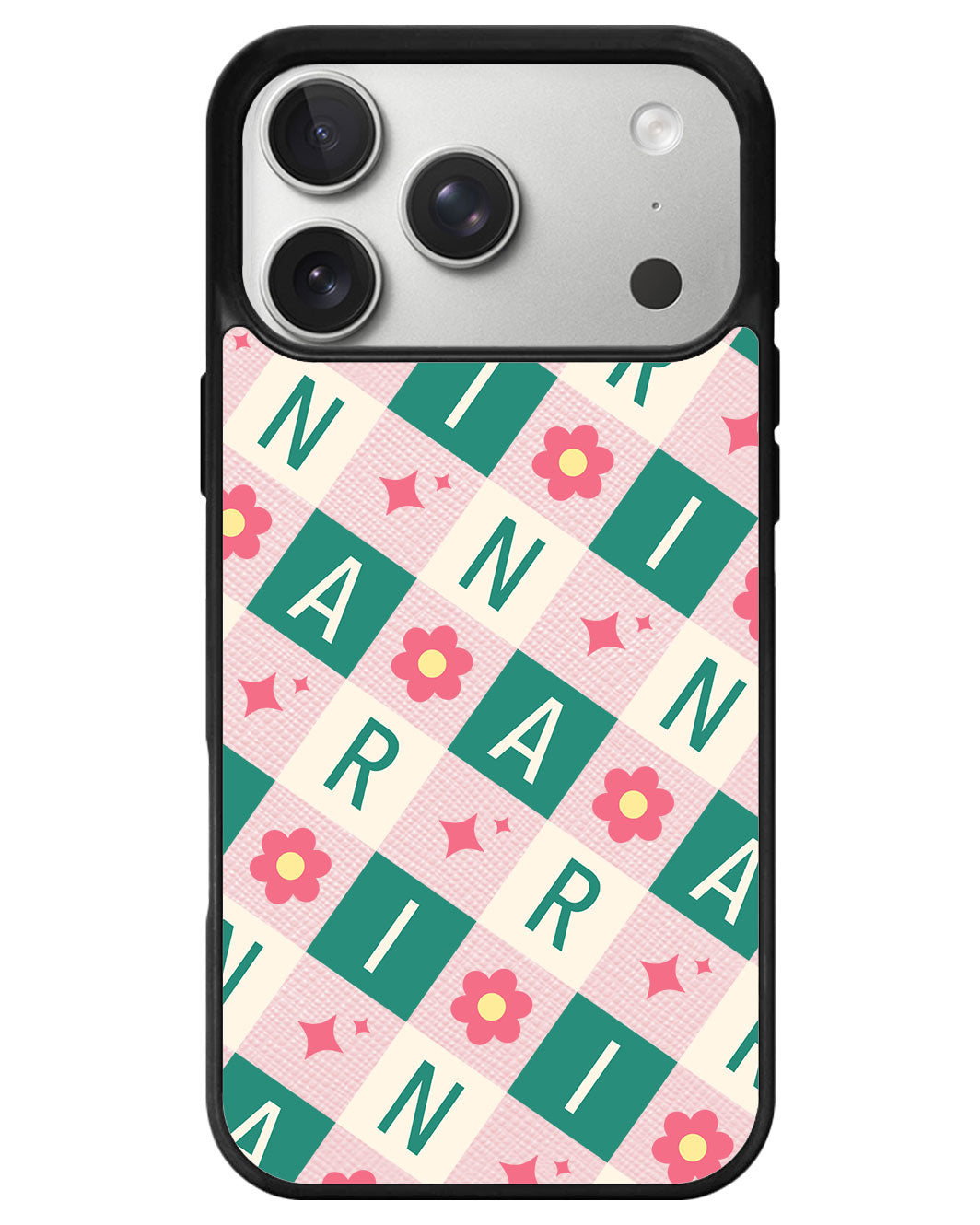 iPhone Leather Grip - Flower Grid Monogram 4.0