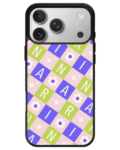 iPhone Leather Grip - Flower Grid Monogram 5.0