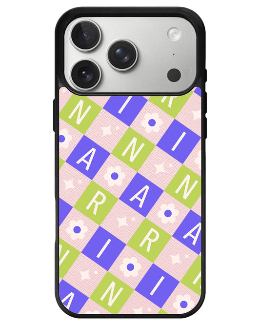 iPhone Leather Grip - Flower Grid Monogram 5.0