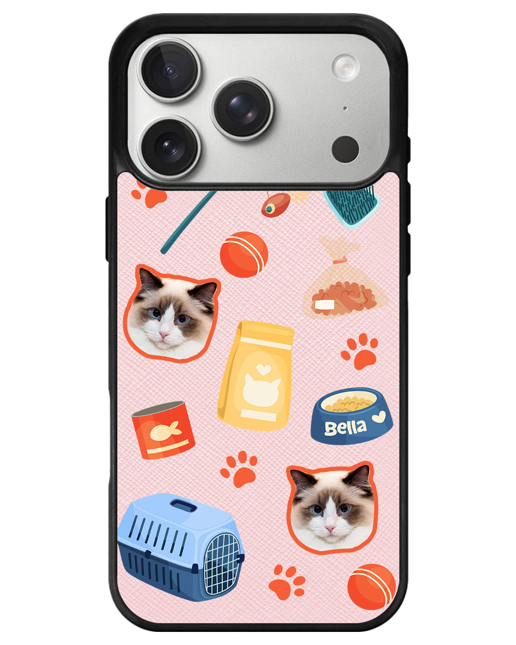 iPhone Leather Grip - Pet Grid Kitty Adventures