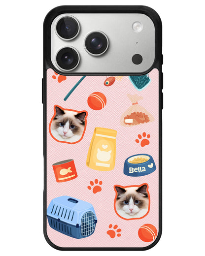 iPhone Leather Grip - Pet Grid Kitty Adventures