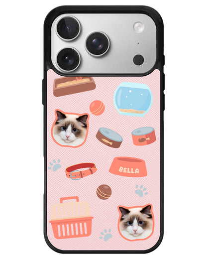 iPhone Leather Grip - Pet Grid Kitty Cozy Corner
