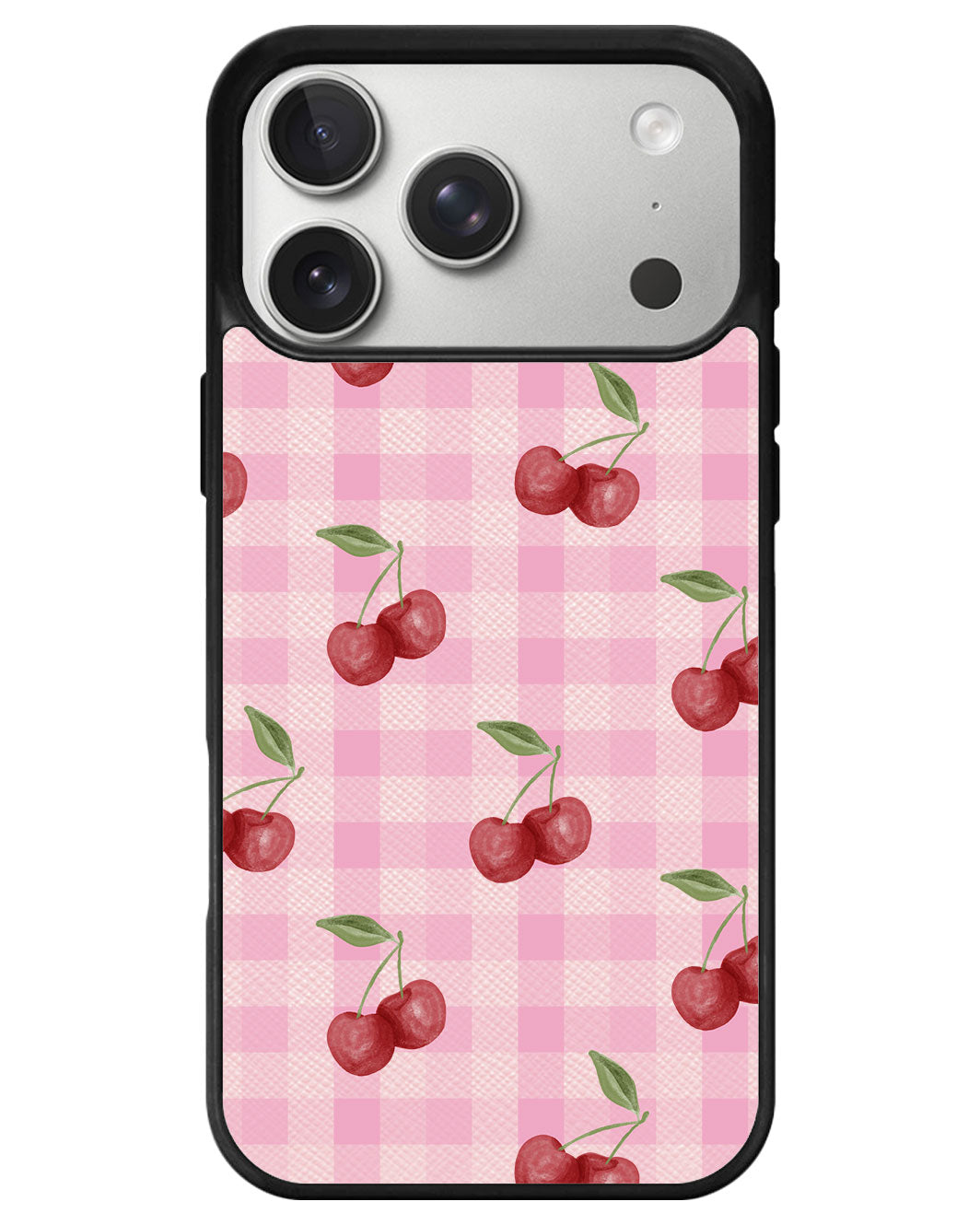 iPhone Leather Grip - Cherry Tartan