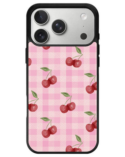 iPhone Leather Grip - Cherry Tartan