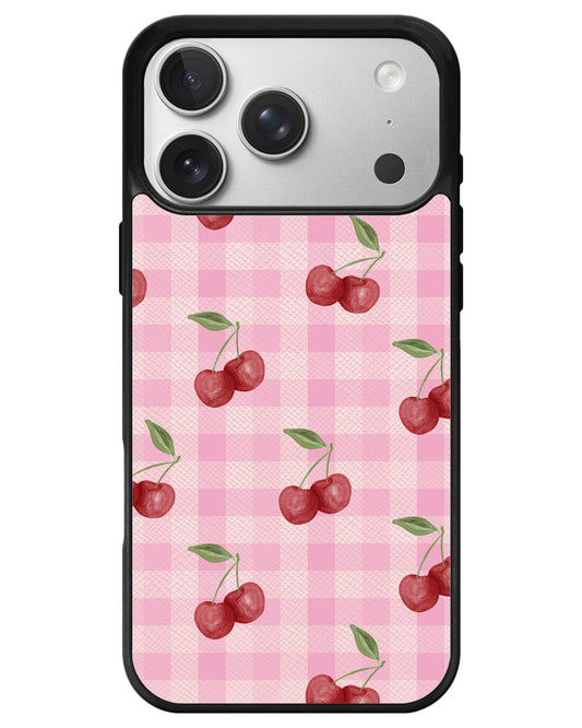 iPhone Leather Grip - Cherry Tartan