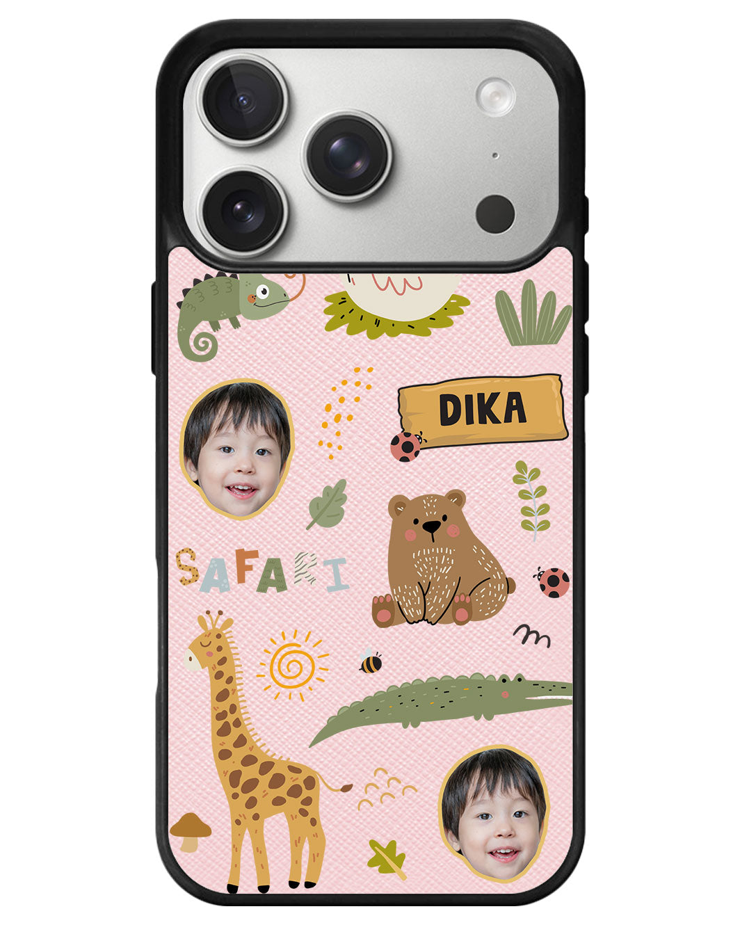 iPhone Leather Grip - Face Grid Safari